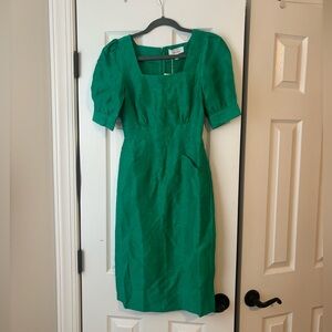 & Other Stories Emerald Green Puff Sleeve Sheath Dress